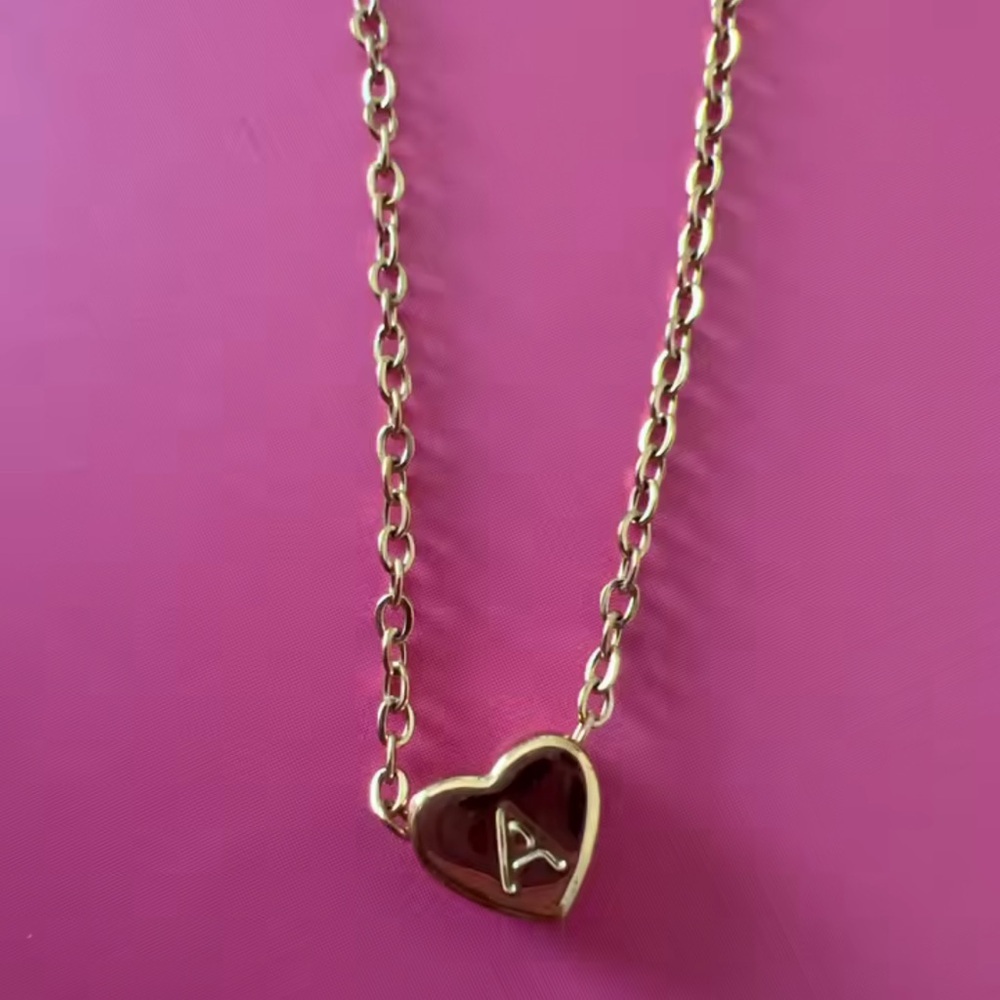 Minimalist Small Love Initial - A- Necklace – 18k Gold Stainless Steel Letter: A - Picture 4 of 10